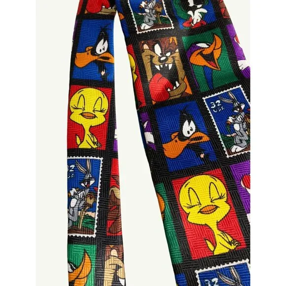 Looney Tunes Postage Stamp Collection Men's Necktie Tweety Bird Roadrunner - Picture 4 of 9